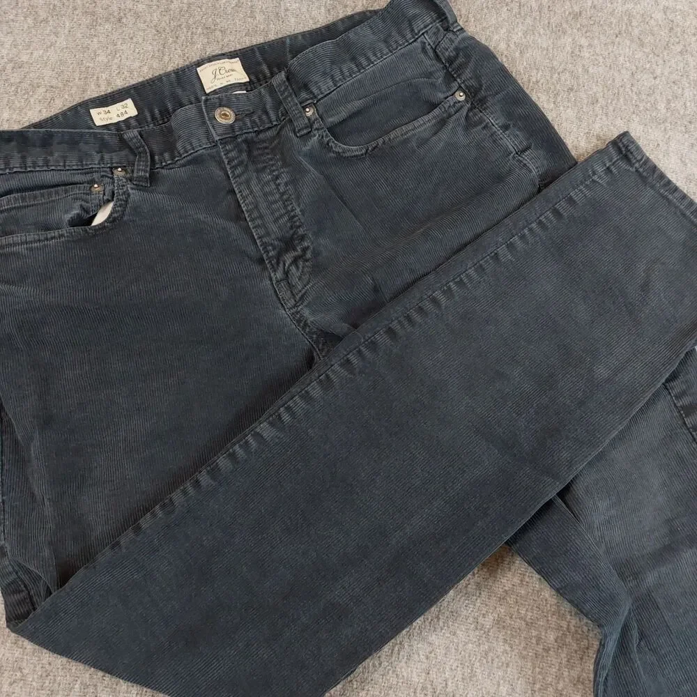 J.Crew Slim Fit Corduroy Pants Men's 34x32 (Fit 35x30) Navy Blue Style 484